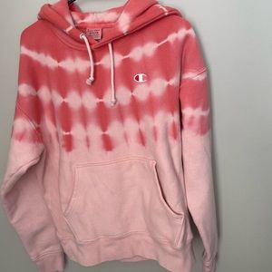 Pink tie dye champion hoodie